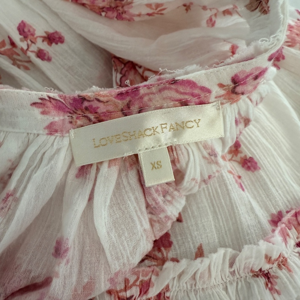 LoveShackFancy Mellni Floral Mini Dress Pink & White - Picture 10 of 12